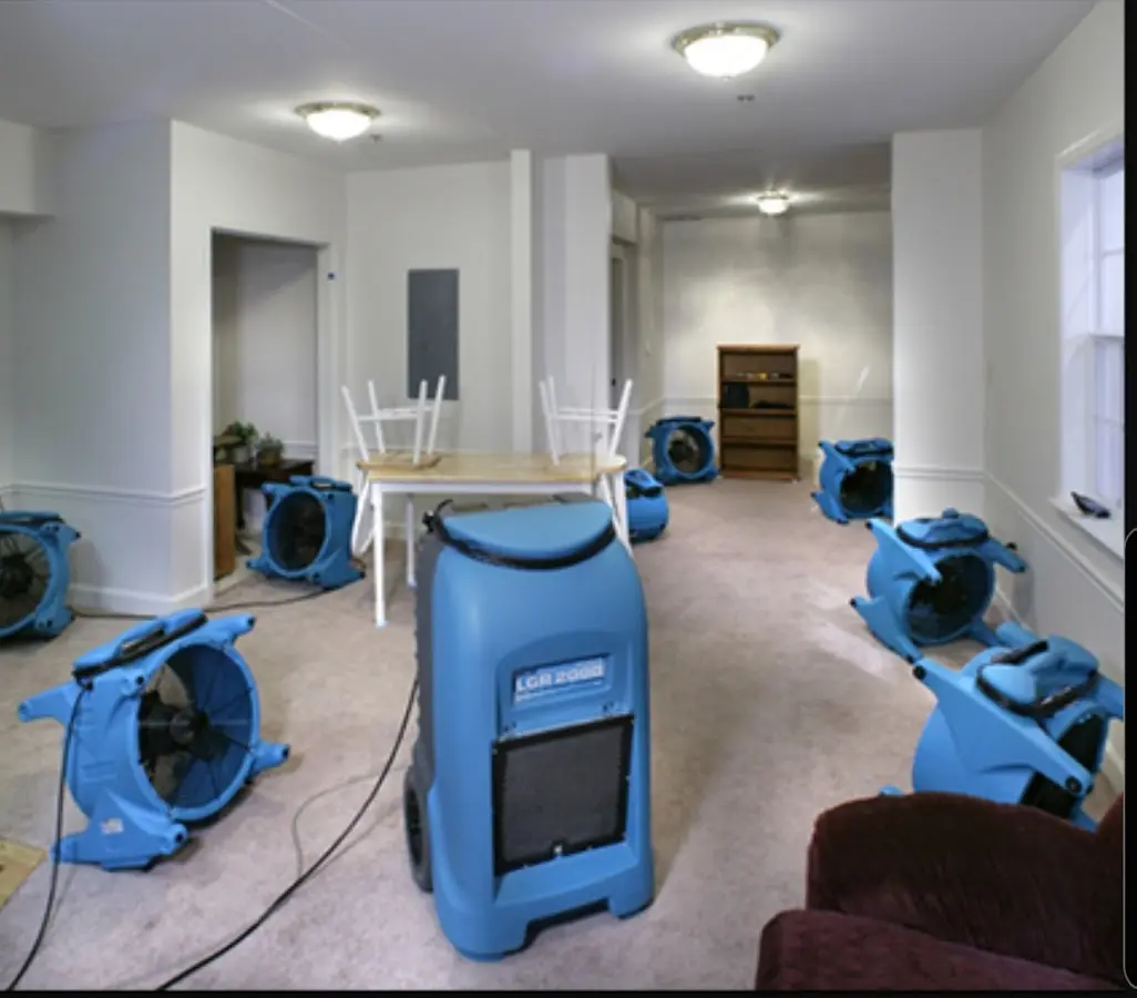 Air movers and dehumidifier setup for Water Damage Restoration in Susanville